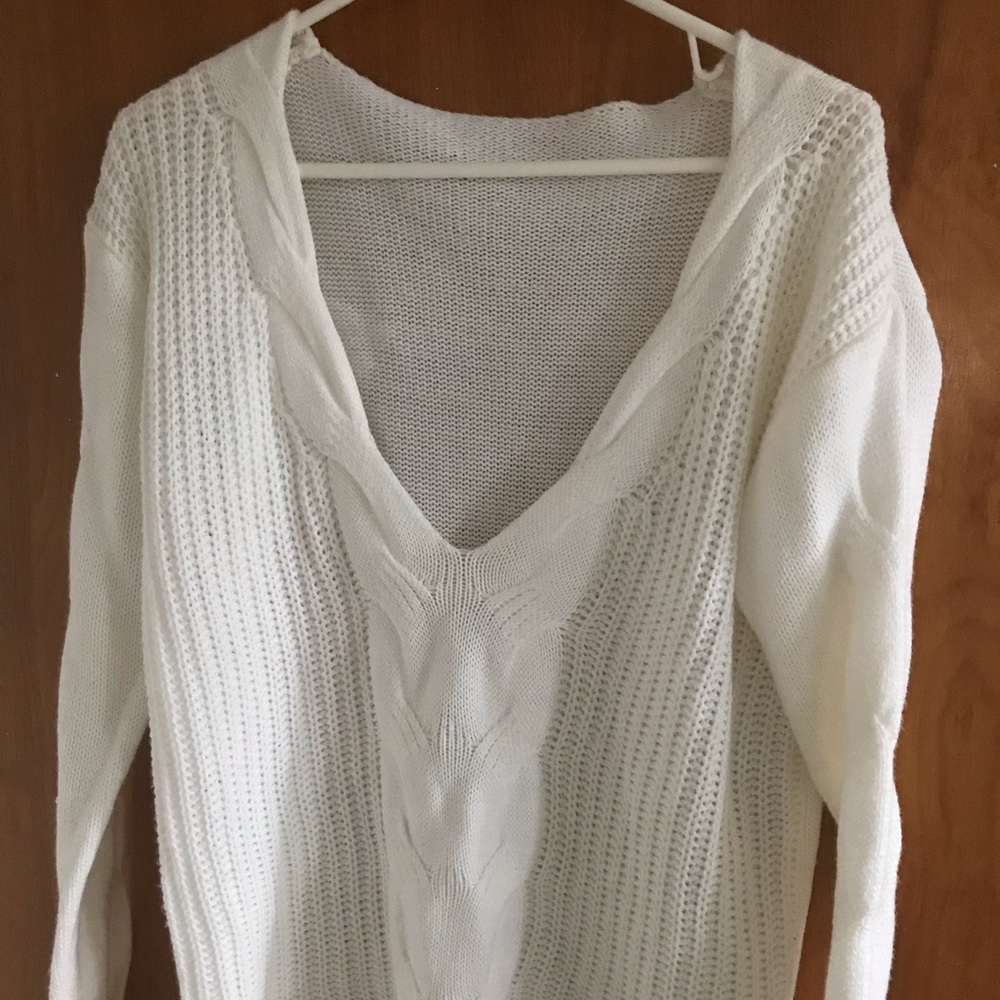 White V-Neck Sweater